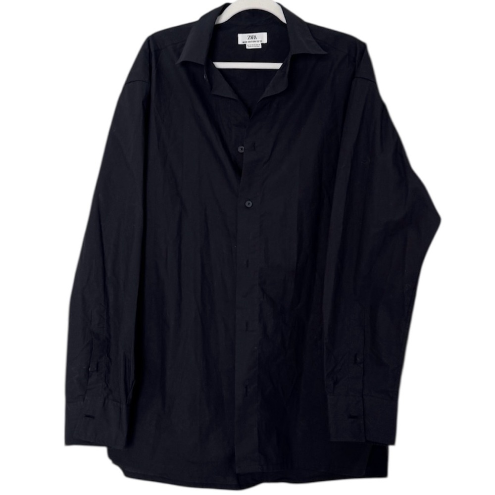 Zara Black Cotton Button-down Men’s Shirt